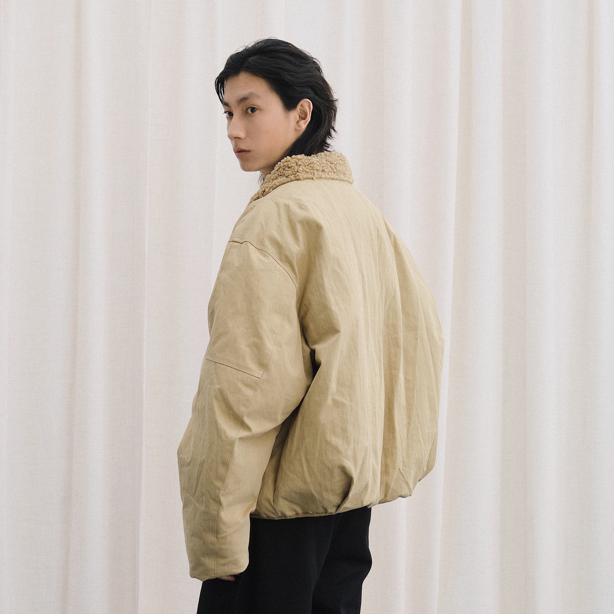 LIVINGTOWN Fleece-Lined Tab Collar Sorona Jacket