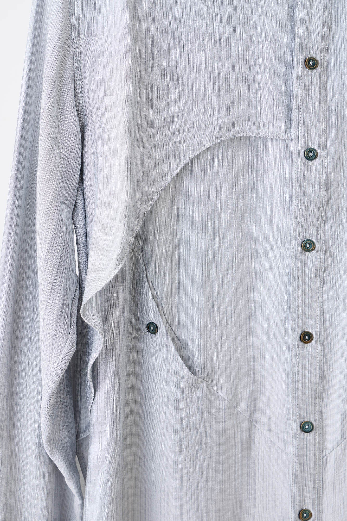 ILNya Nieternite Nifutur Arc Spliced Draped Long Shirt Bluish Silver, premium urban and streetwear designers apparel on PROJECTISR.com, ILNya Nieternite Nifutur