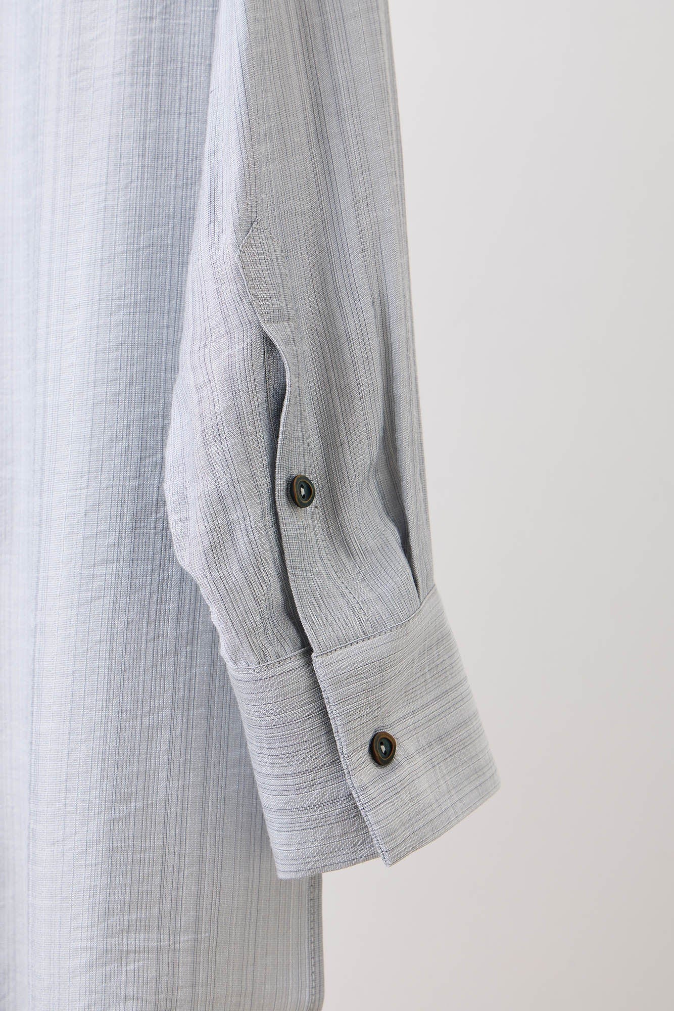 ILNya Nieternite Nifutur Arc Spliced Draped Long Shirt Bluish Silver, premium urban and streetwear designers apparel on PROJECTISR.com, ILNya Nieternite Nifutur