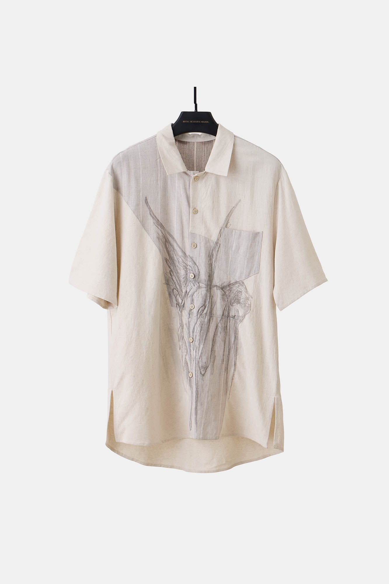 ILNya Nieternite Nifutur Winged Angel Sketch Spliced Half-Sleeve Shirt, premium urban and streetwear designers apparel on PROJECTISR.com, ILNya Nieternite Nifutur
