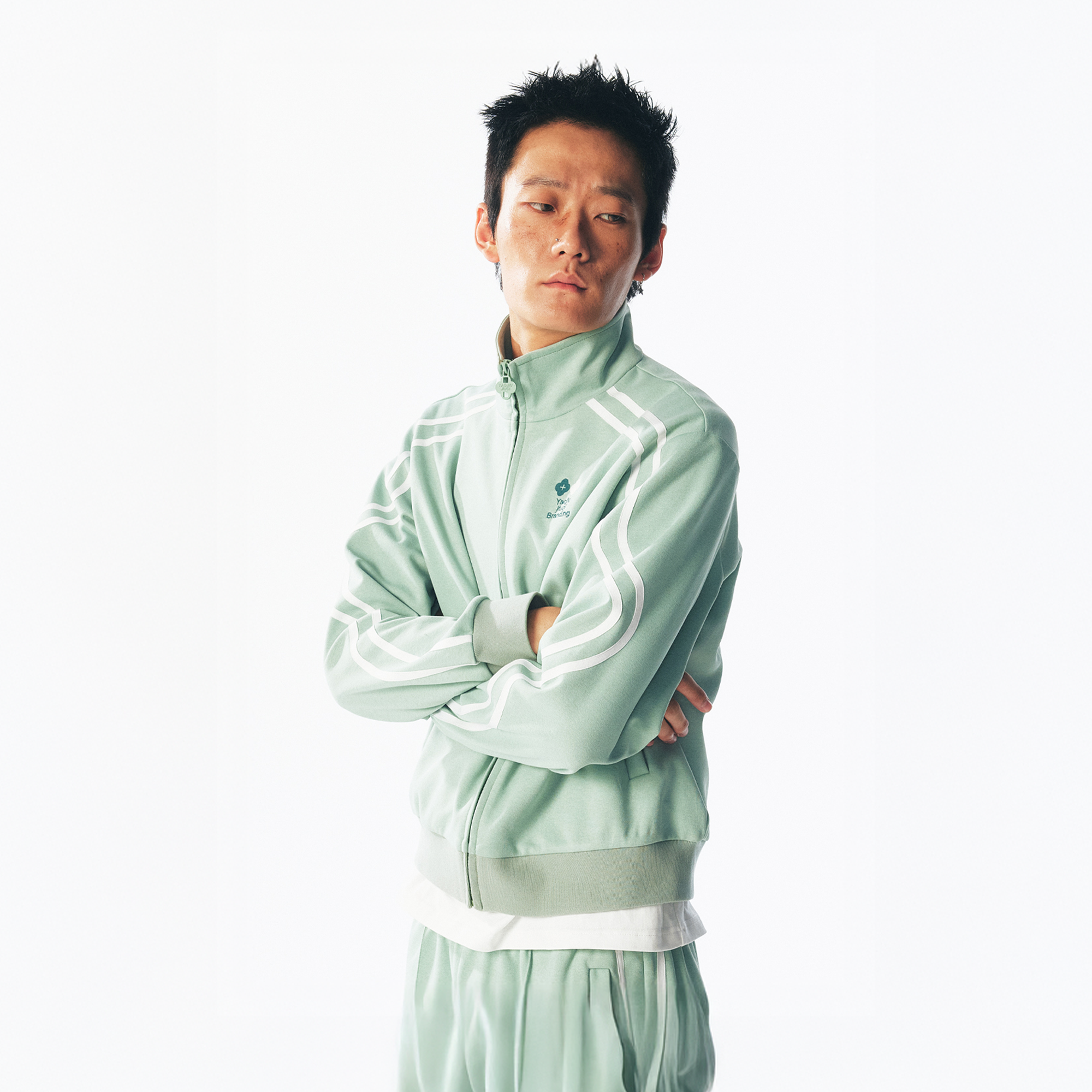 1997 POSTOFFICE Contrast Curved-Stripe Quick-Dry Track Jacket