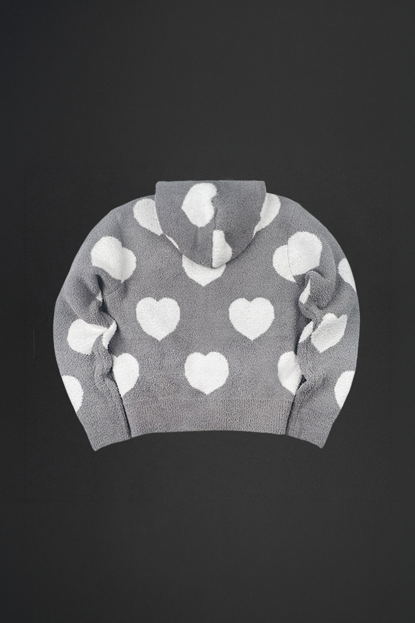 NIANJIUYIKOUER Fuzzy Heart Jacquard Zip-Up Hoodie Cardigan, premium urban and streetwear designers apparel on PROJECTISR.com, NIANJIUYIKOUER