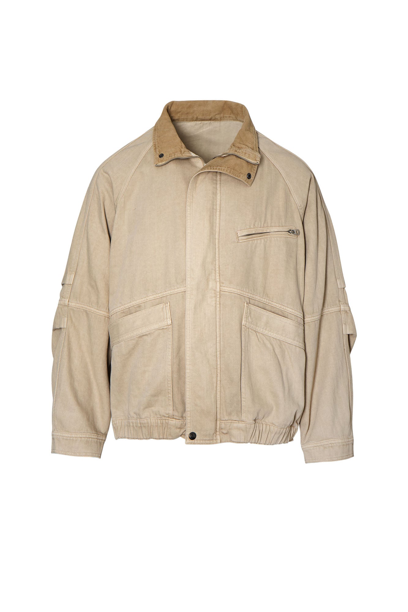 LEONSENSE Utility Raglan Stand-Collar Denim Jacket