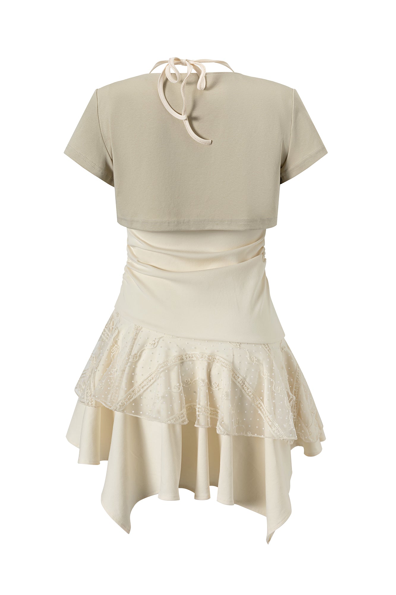 CESTNOUS Napoleon-Braid Layer Ruffle Mini Dress