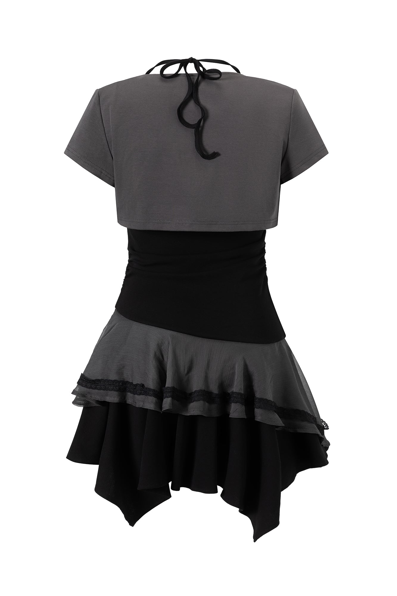 CESTNOUS Napoleon-Braid Layer Ruffle Mini Dress