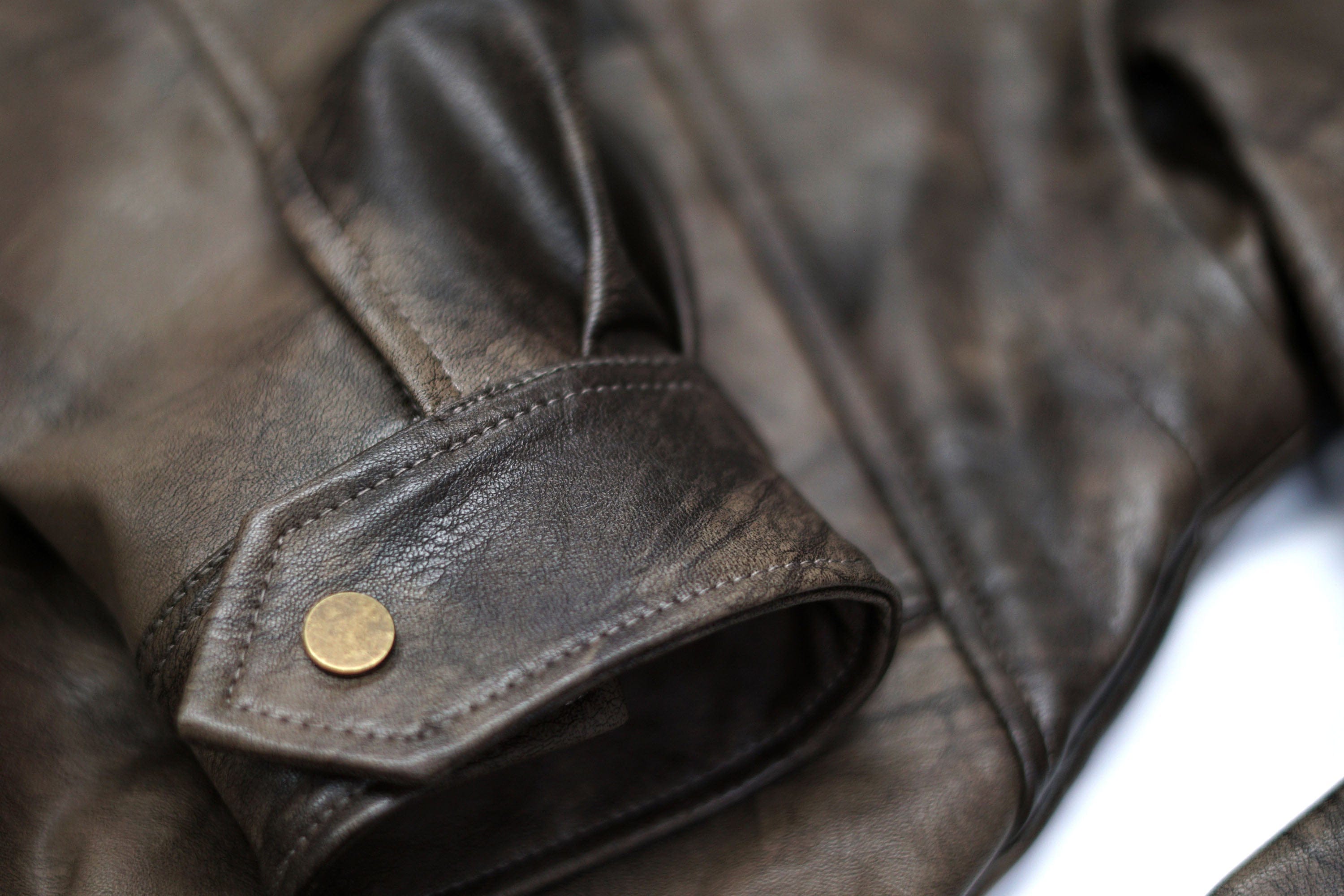 CESTNOUS Distressed Dual-Zip Faux Leather Biker Jacket