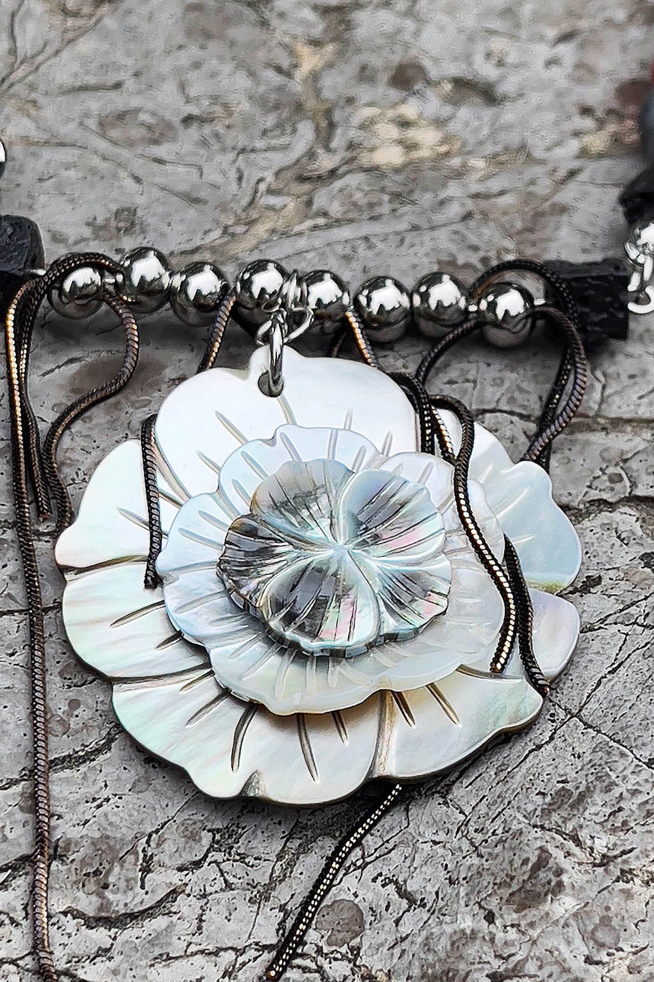 ILLUSORY Flower of Thorns Beaded Necklace, premium urban and streetwear designers apparel on PROJECTISR.com, ILLUSORY