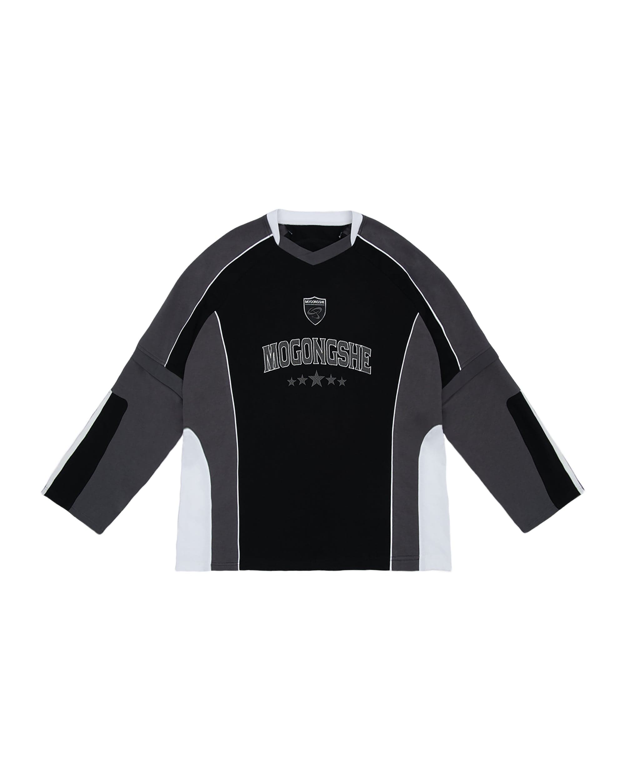 MOGONGSHE Contrast Spliced Detachable Long-Sleeve Tee