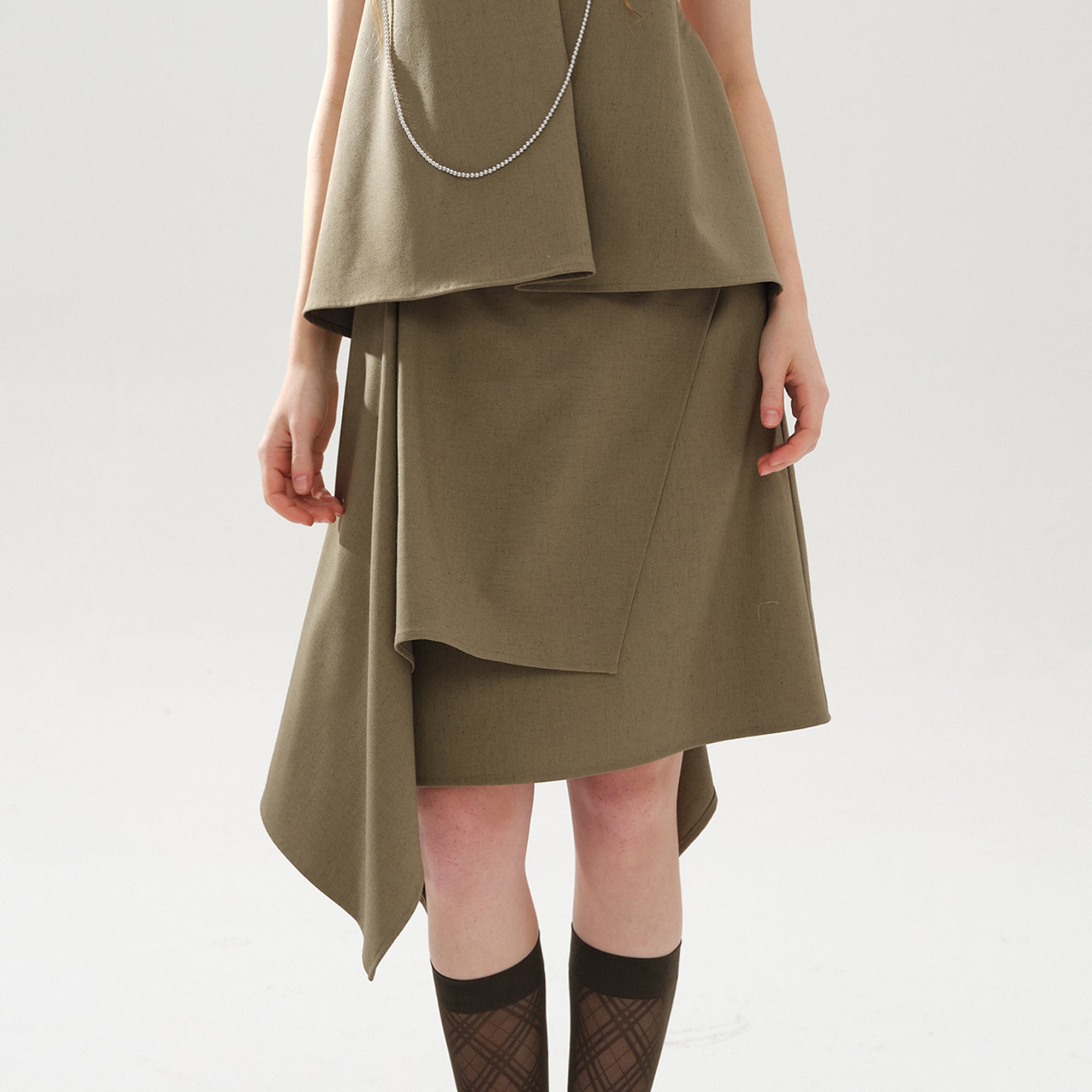 LAYERS Asymmetrical Wrap Layered Skirt