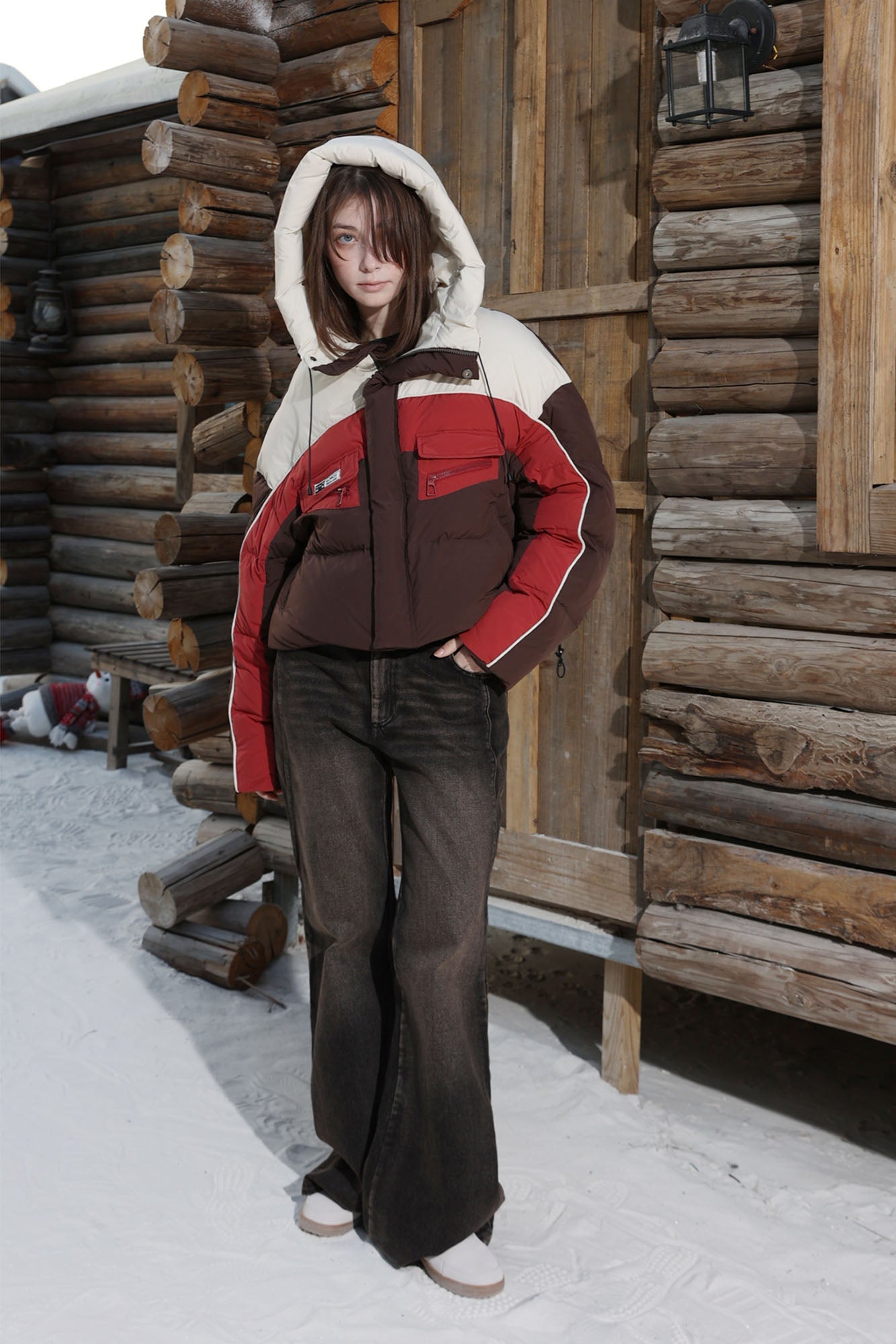 ERROR CODE ROBOT Contrast Cropped Down Jacket