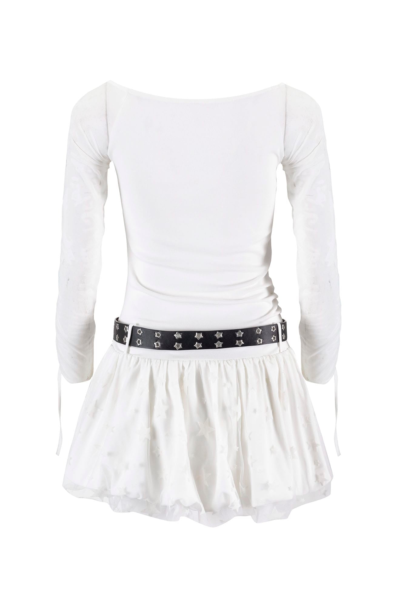 CESTNOUS Sheer-Sleeve Graffiti Mini Dress