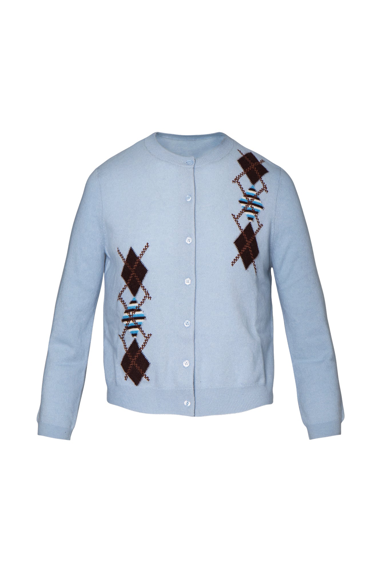 LEONSENSE Contrast Argyle Jacquard Wool Cardigan