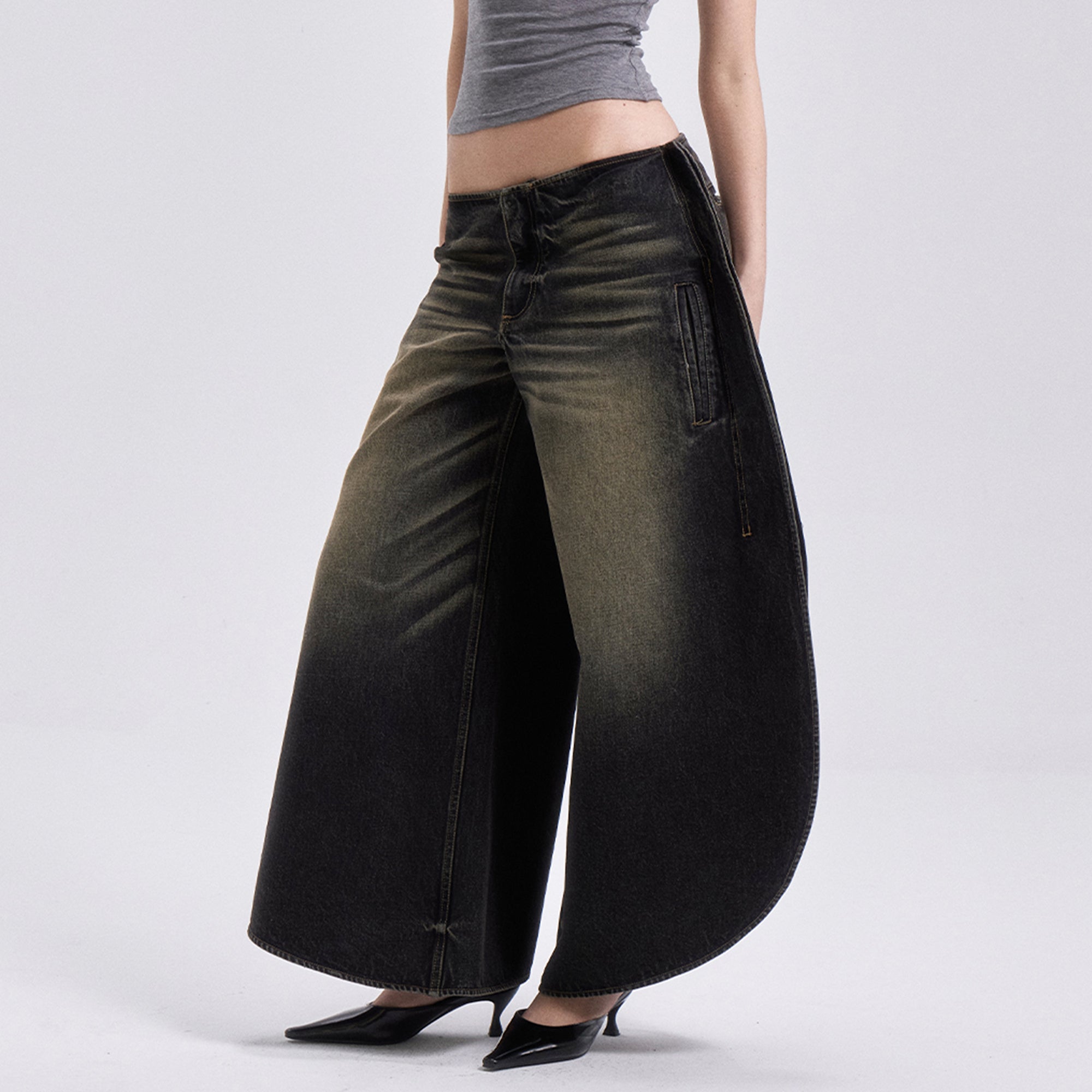 VERSION9 Dirty Fit Barrel-Leg Jeans