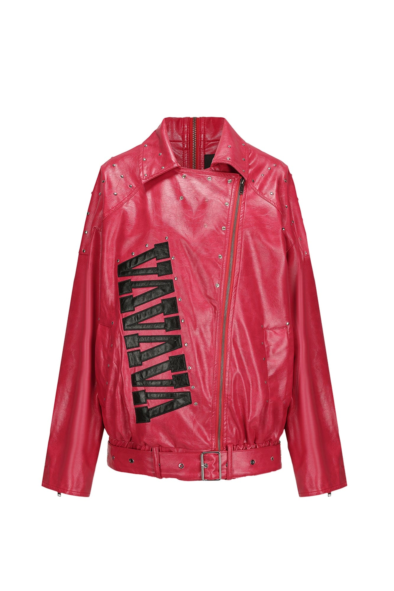 VANN VALRENCE Studded LOGO Faux Leather Biker Jacket