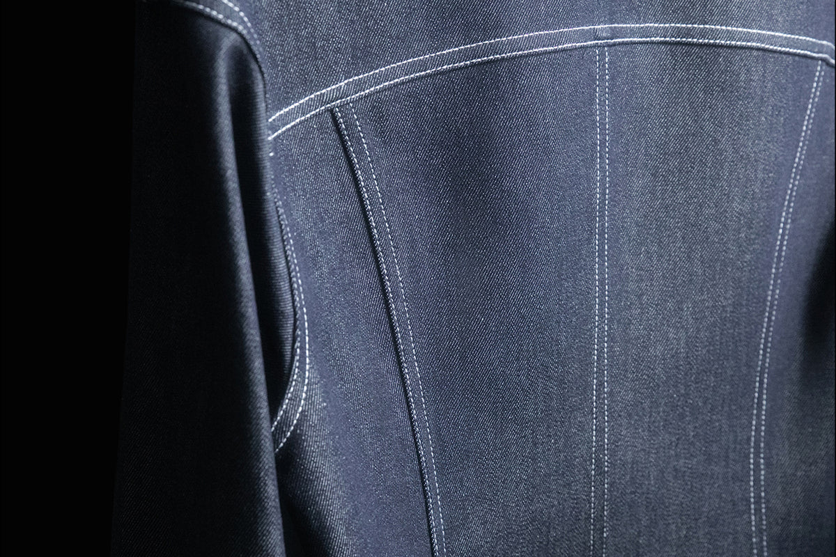 MXU Deconstructed Embroidered Silk-Cotton Cinched Denim Jacket