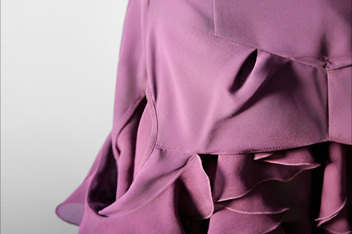 MXU Ruched Cascading-Ruffle Maxi Dress