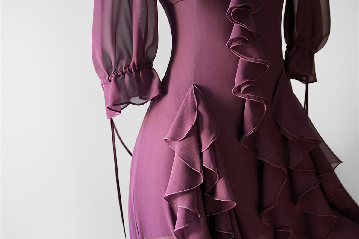 MXU Ruched Cascading-Ruffle Maxi Dress
