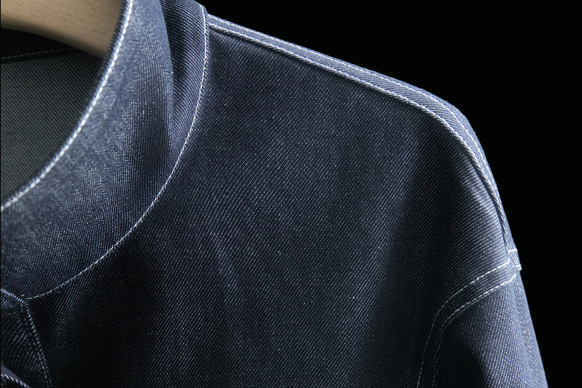 MXU Deconstructed Embroidered Silk-Cotton Cinched Denim Jacket