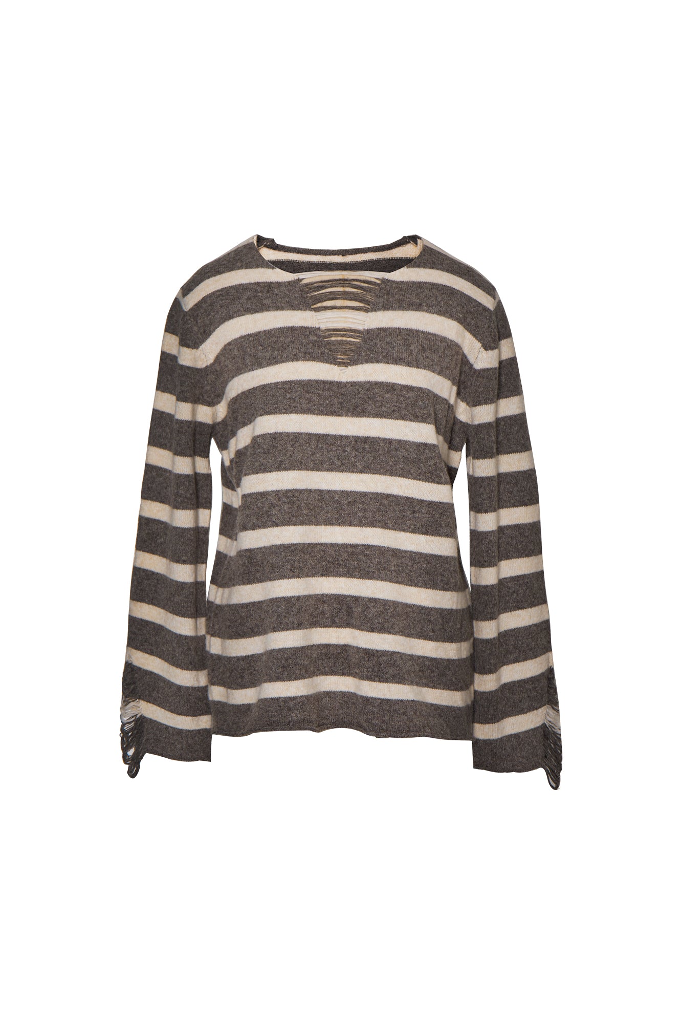 LEONSENSE Distressed Stripe Knit Pullover
