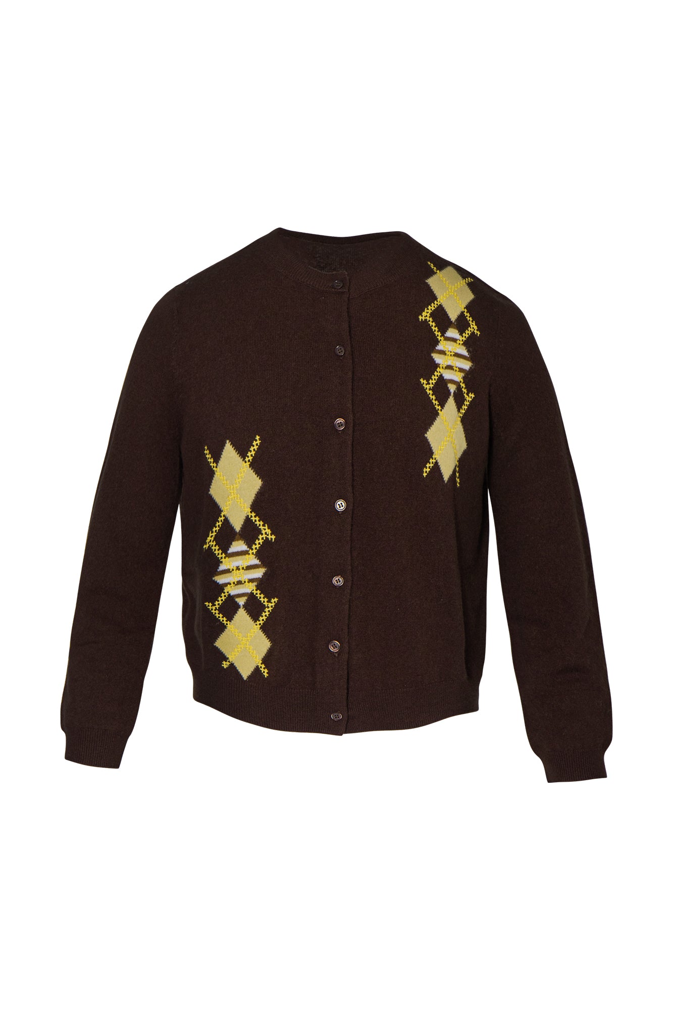 LEONSENSE Contrast Argyle Jacquard Wool Cardigan