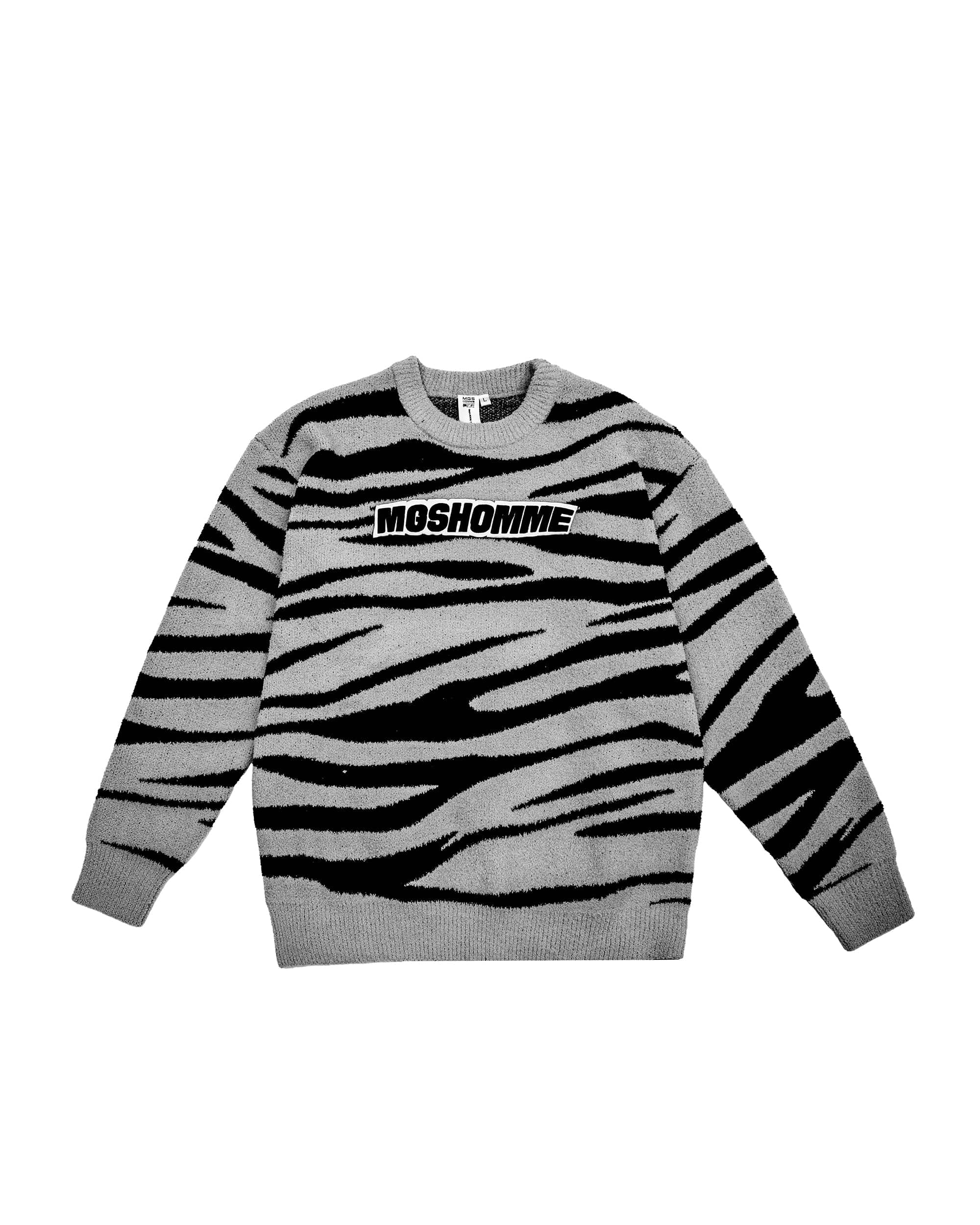 MOGONGSHE Zebra Jacquard LOGO Patch Sweater