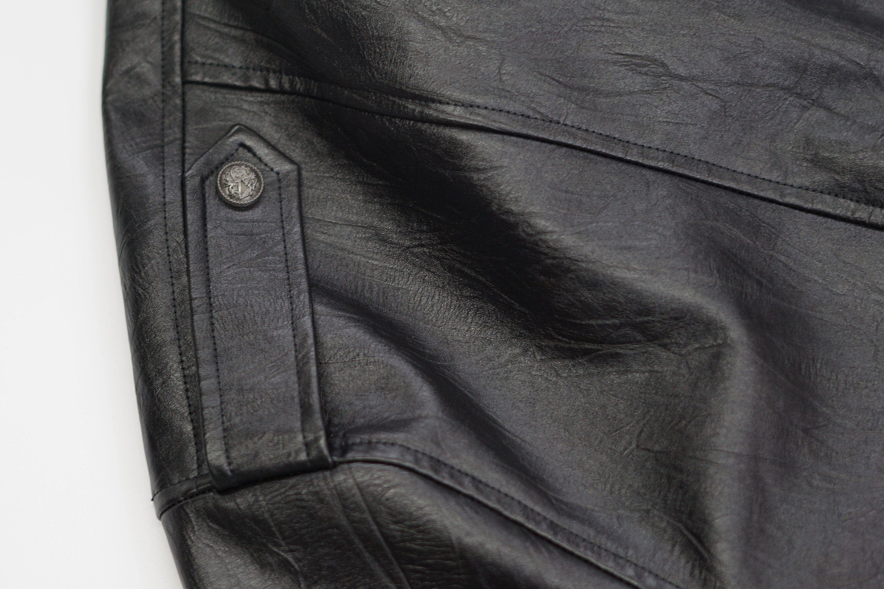 CESTNOUS Belted-Hem Faux Leather Jacket