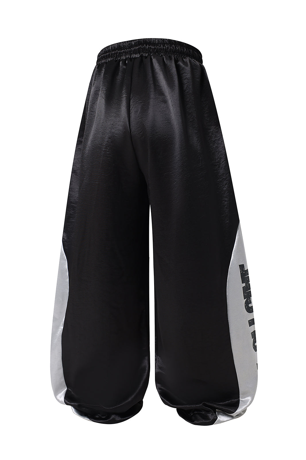 FREE CENTER Spliced Glossy Wide-Leg Sweatpants
