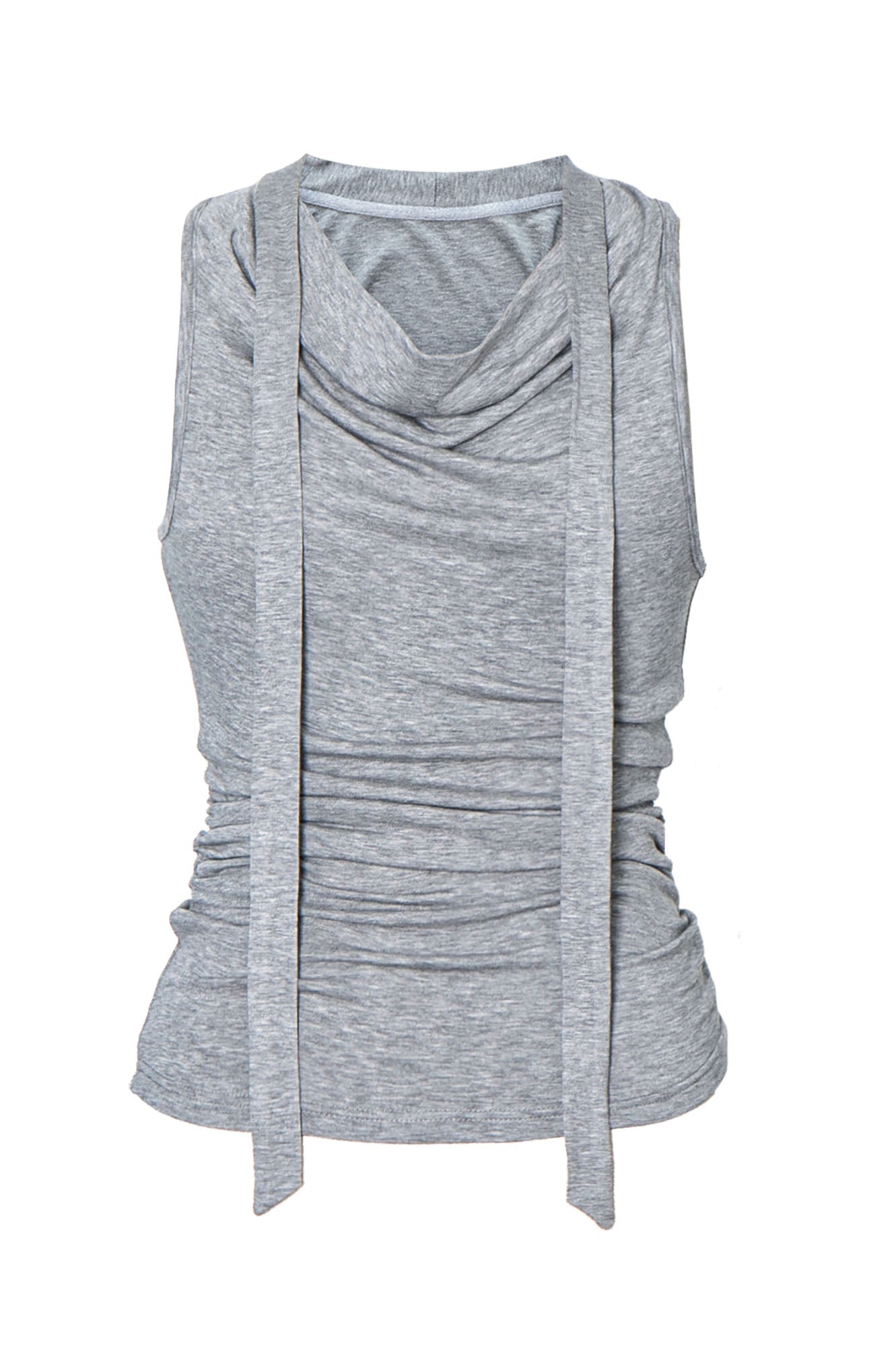 LEONSENSE Choker-Neck Draped Sleeveless Top
