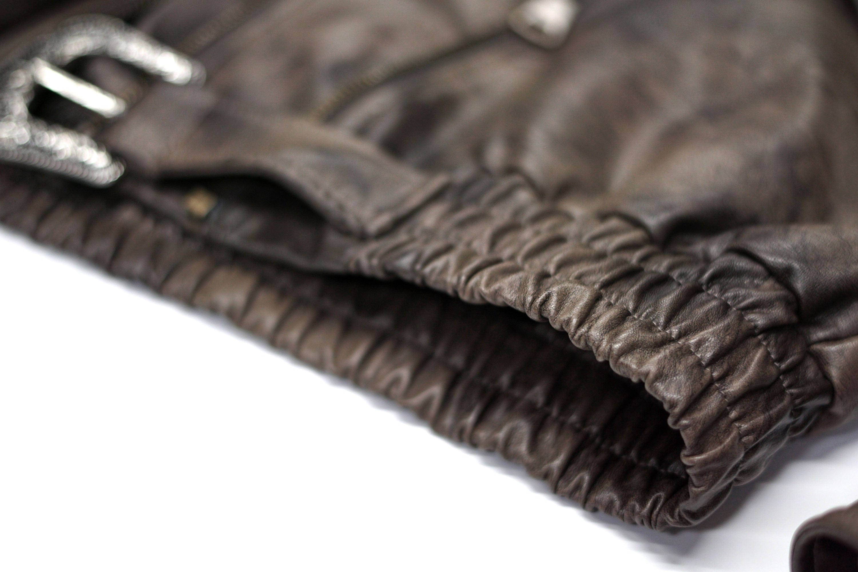 CESTNOUS Distressed Dual-Zip Faux Leather Biker Jacket