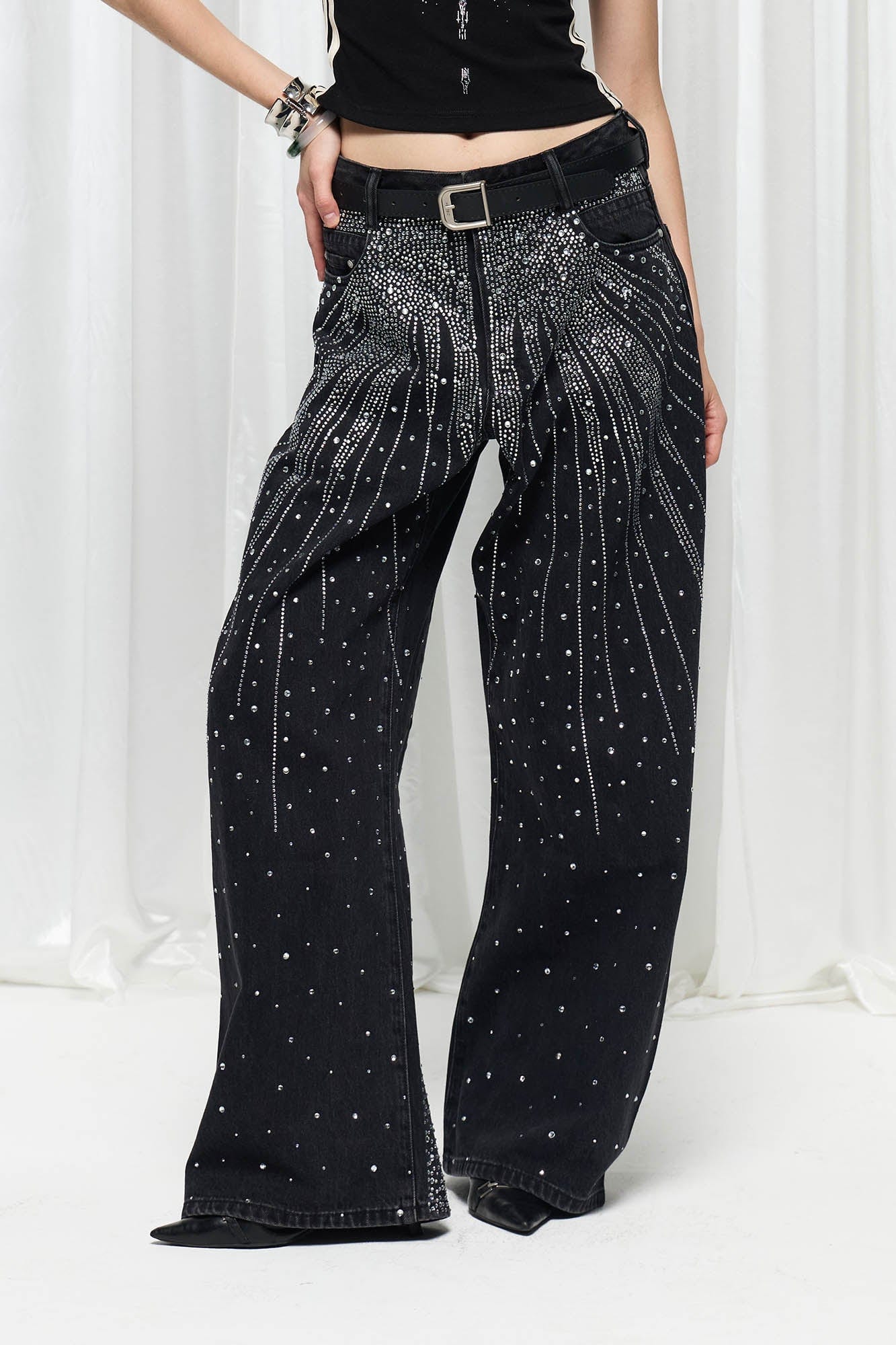 DND4DES×Faychui Radiant Diamond Wide-Leg Jeans, premium urban and streetwear designers apparel on PROJECTISR.com, DND4DES