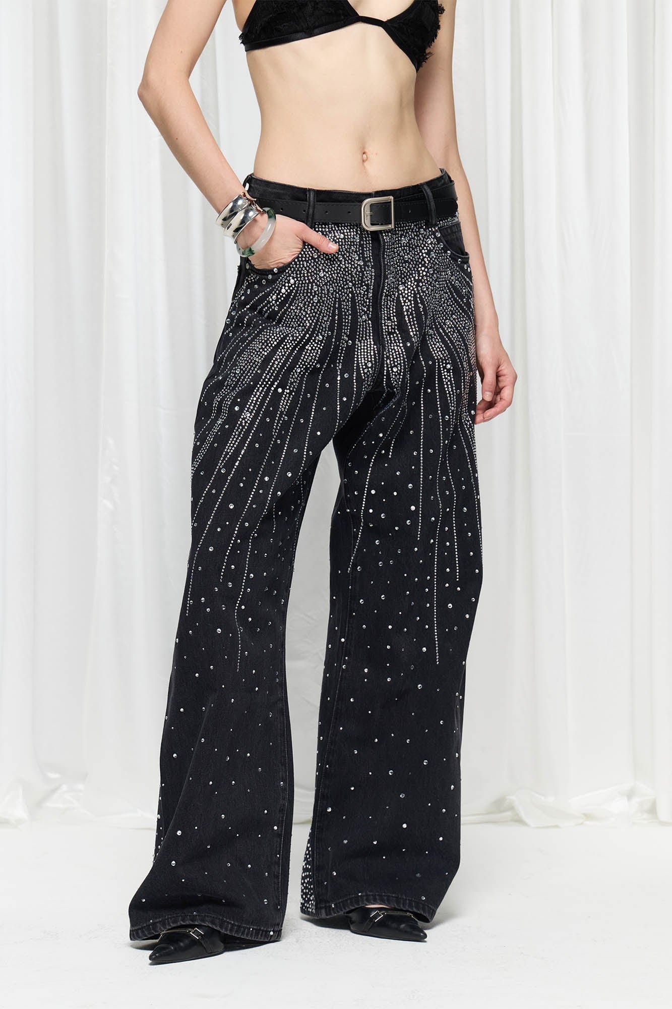 DND4DES×Faychui Radiant Diamond Wide-Leg Jeans, premium urban and streetwear designers apparel on PROJECTISR.com, DND4DES