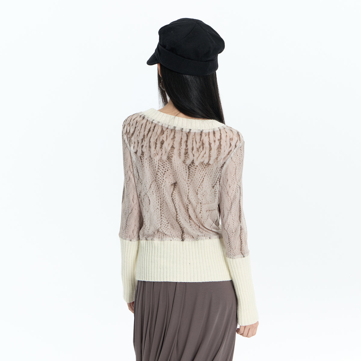 FAYCHUI Ribbed Cable-Print Wool-Blend Sweater