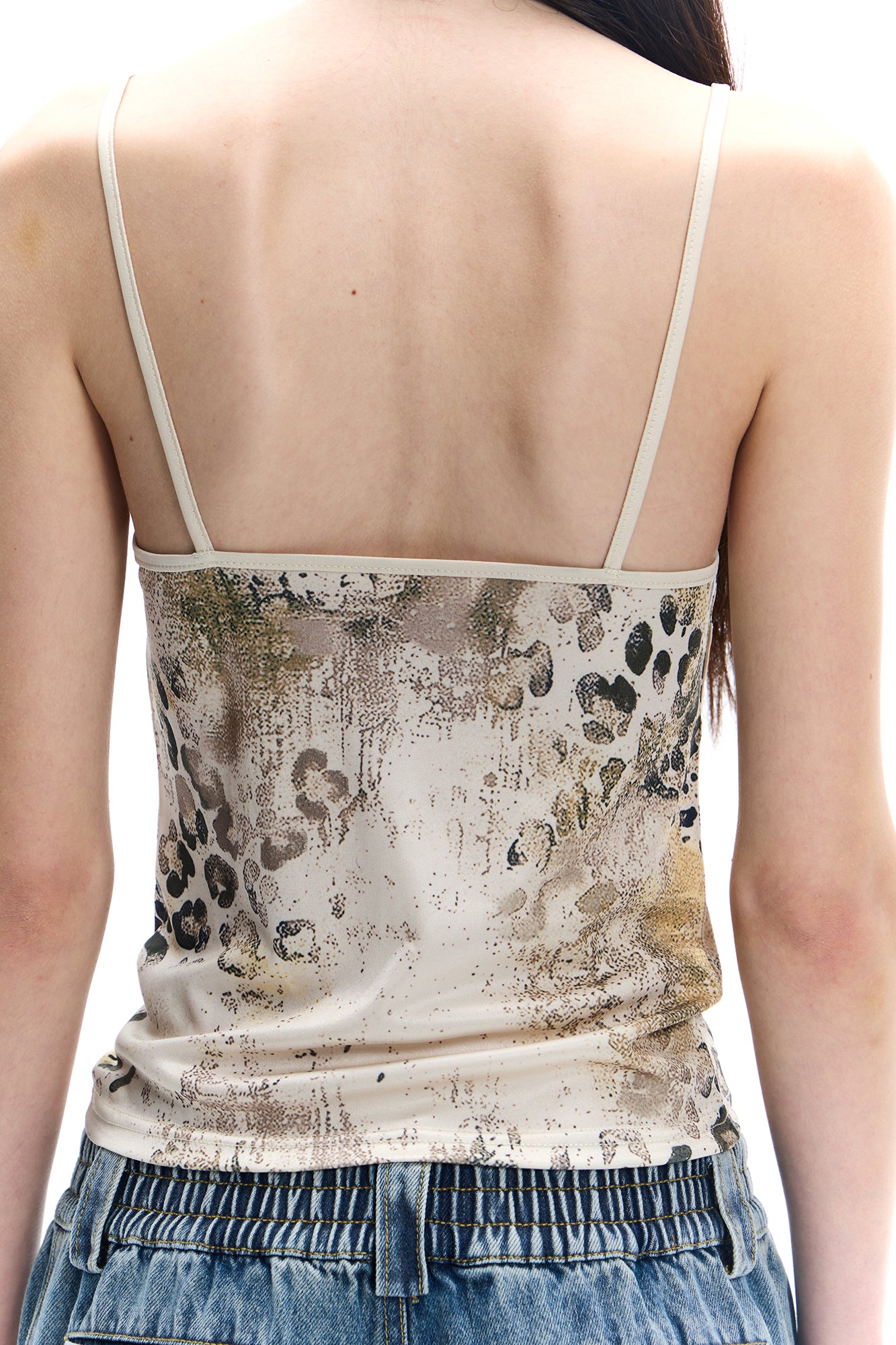 FAYCHUI Leopard Rivet Lace Acetate Camisole