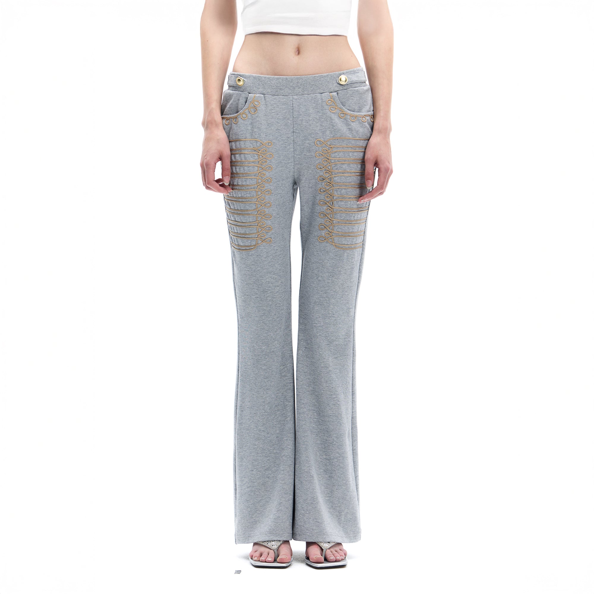 FAYCHUI Military Braid Flared Pants