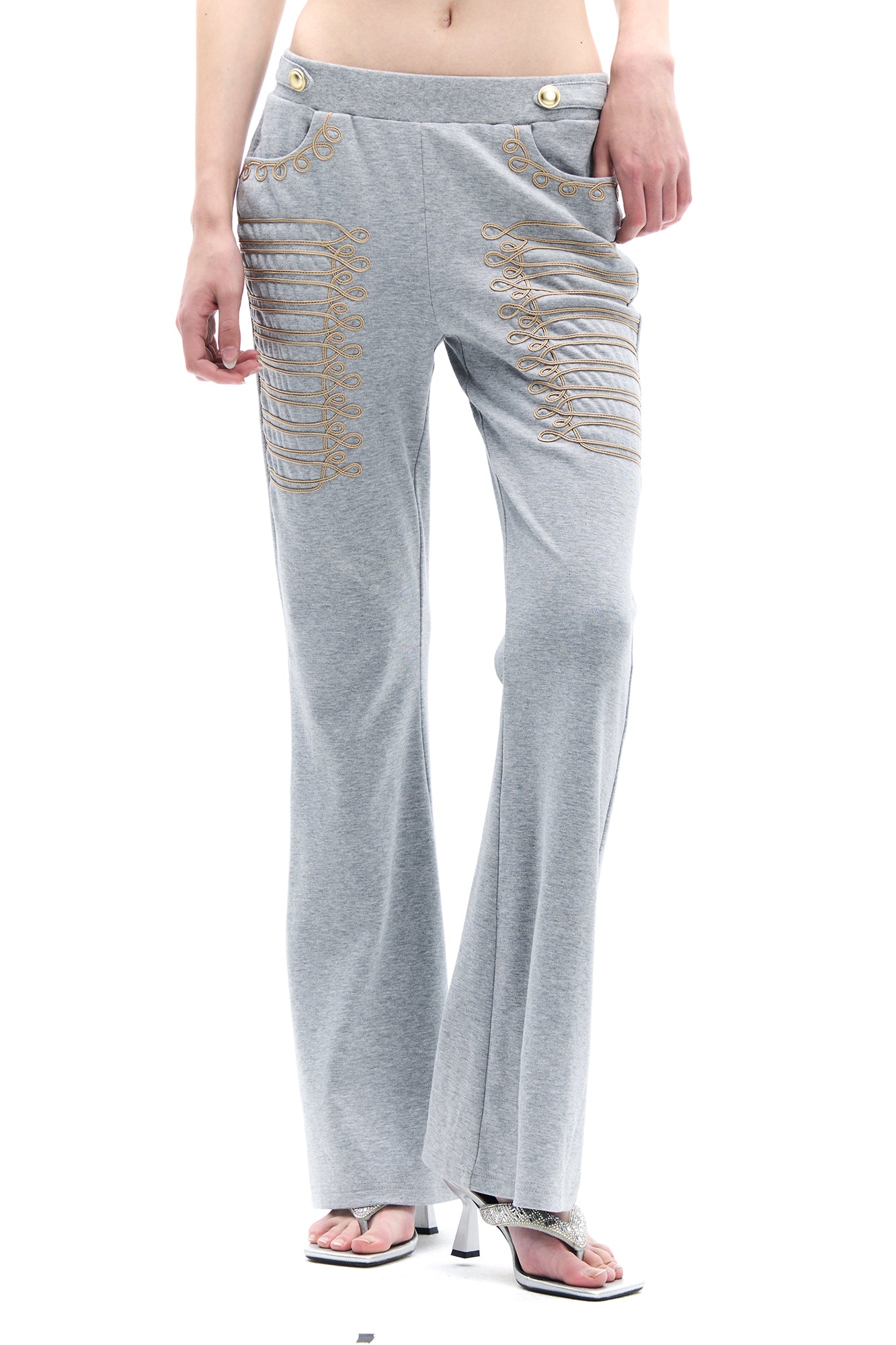 FAYCHUI Military Braid Flared Pants