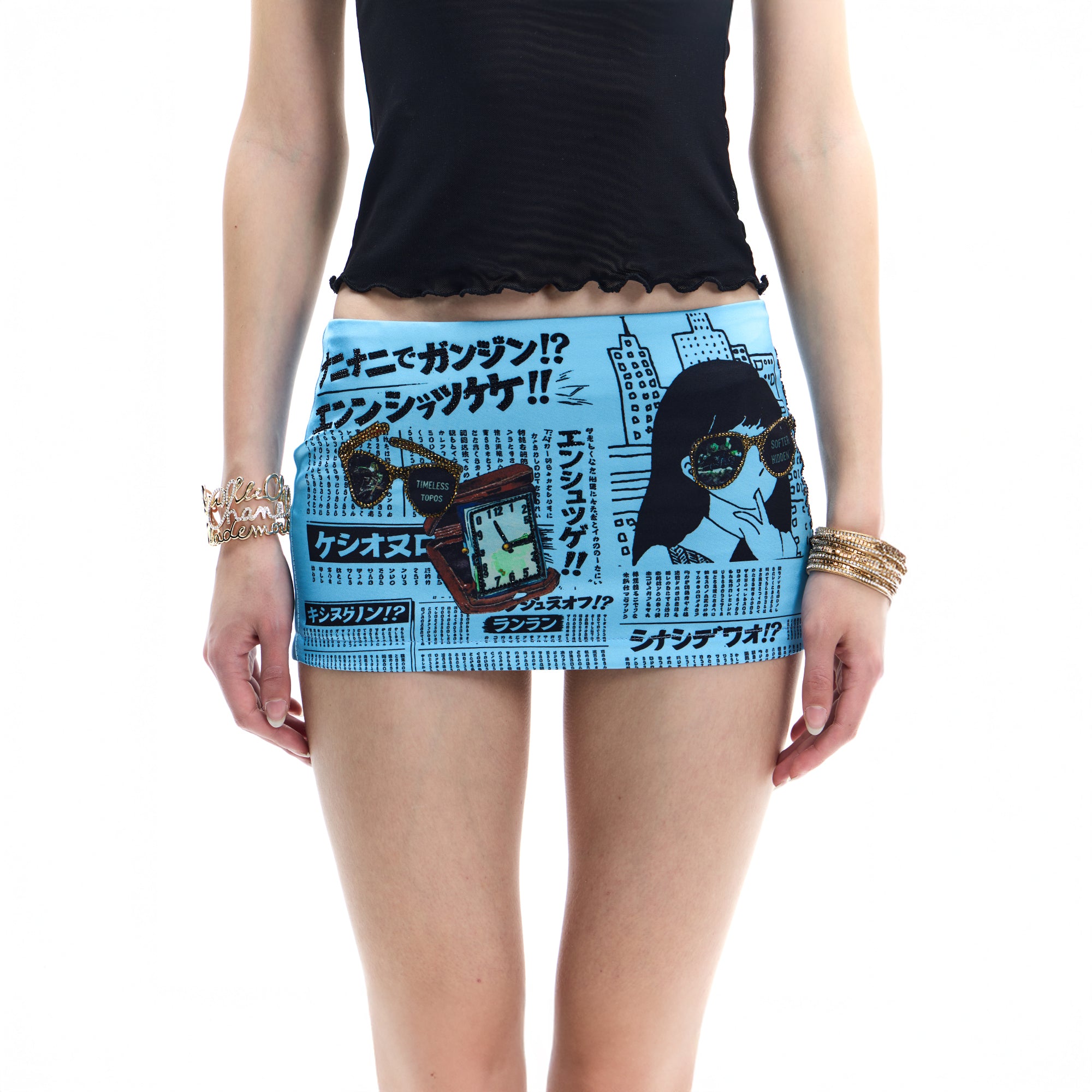 FAYCHUI Retro Manga Graphic Mini Skirt
