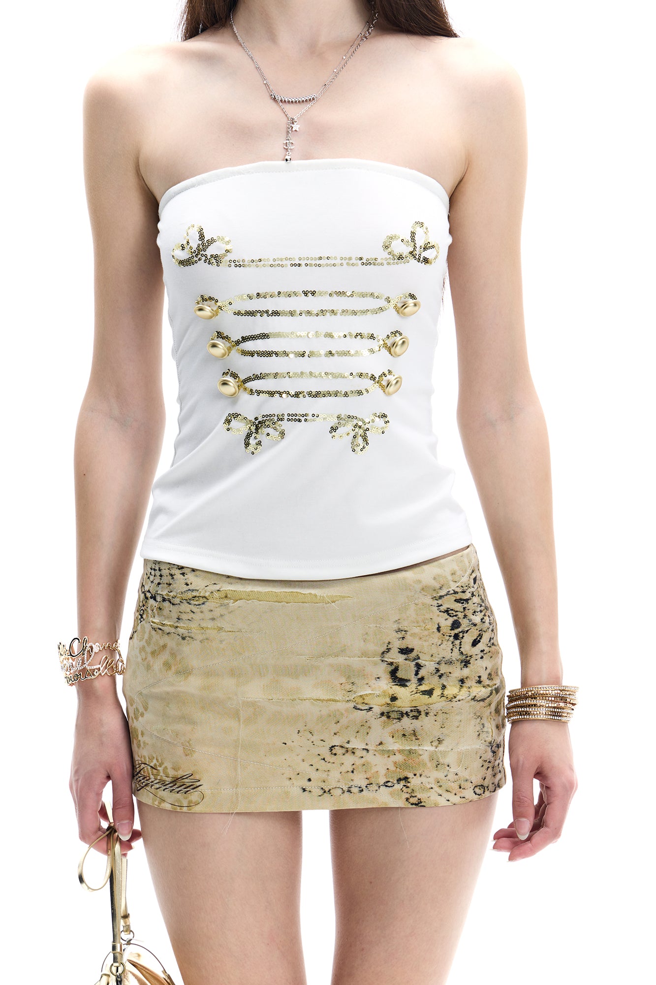 FAYCHUI Distressed Leopard Mini Skirt