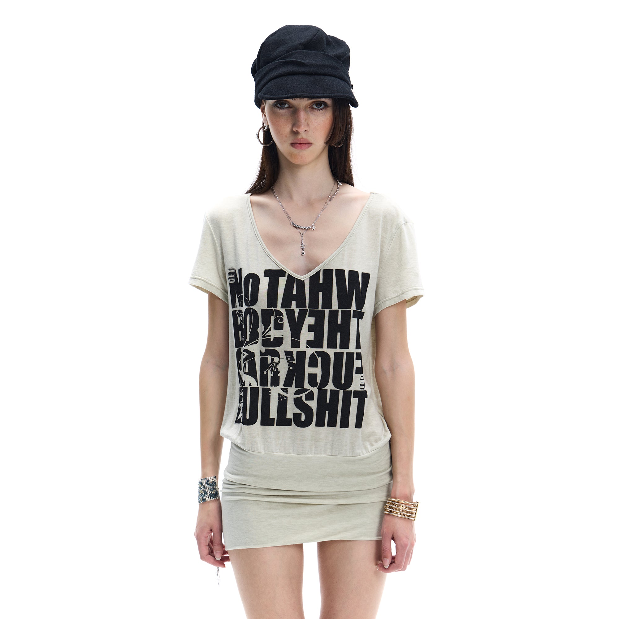FAYCHUI Graphic Blouson Tee Dress