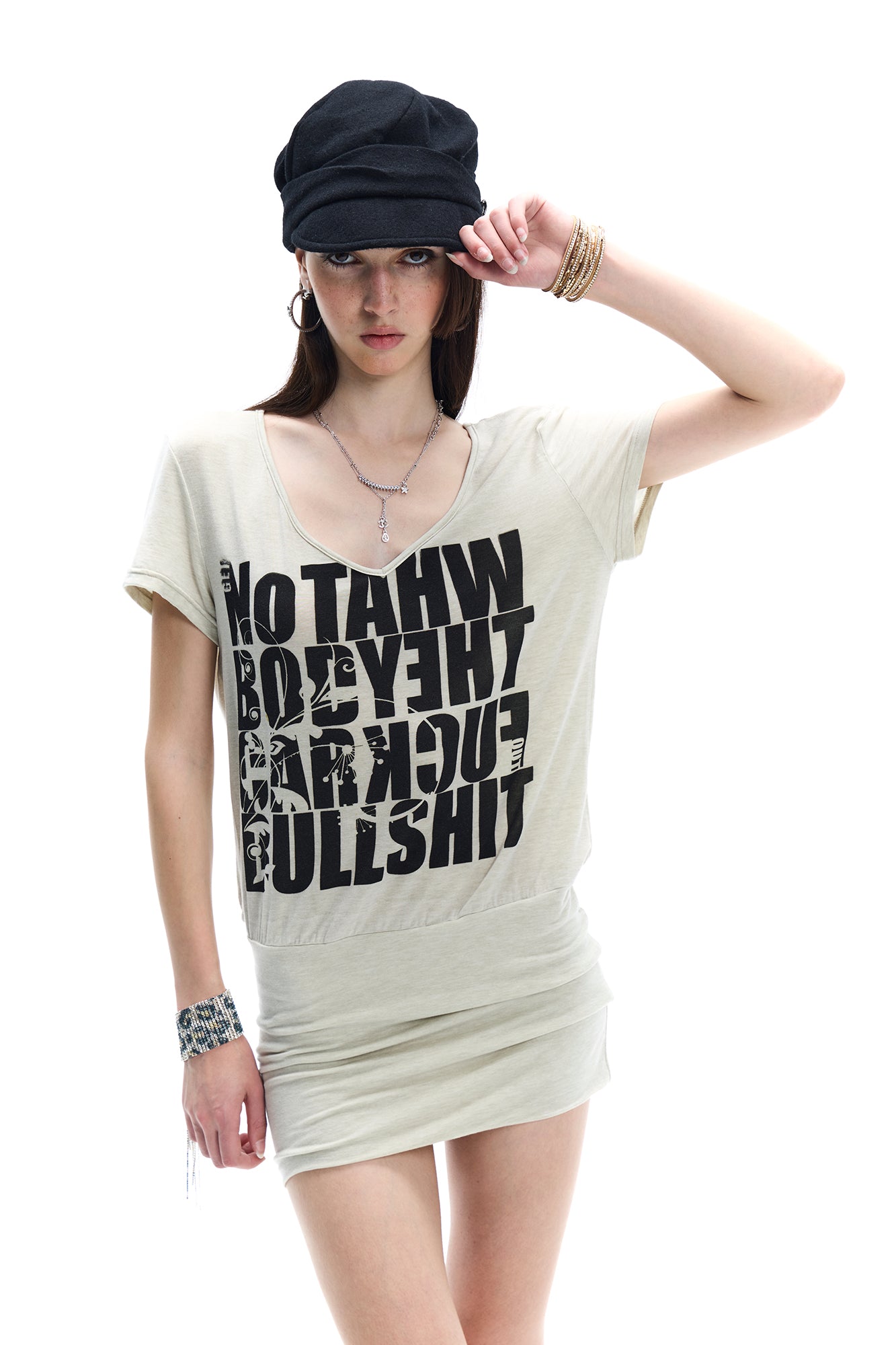 FAYCHUI Graphic Blouson Tee Dress