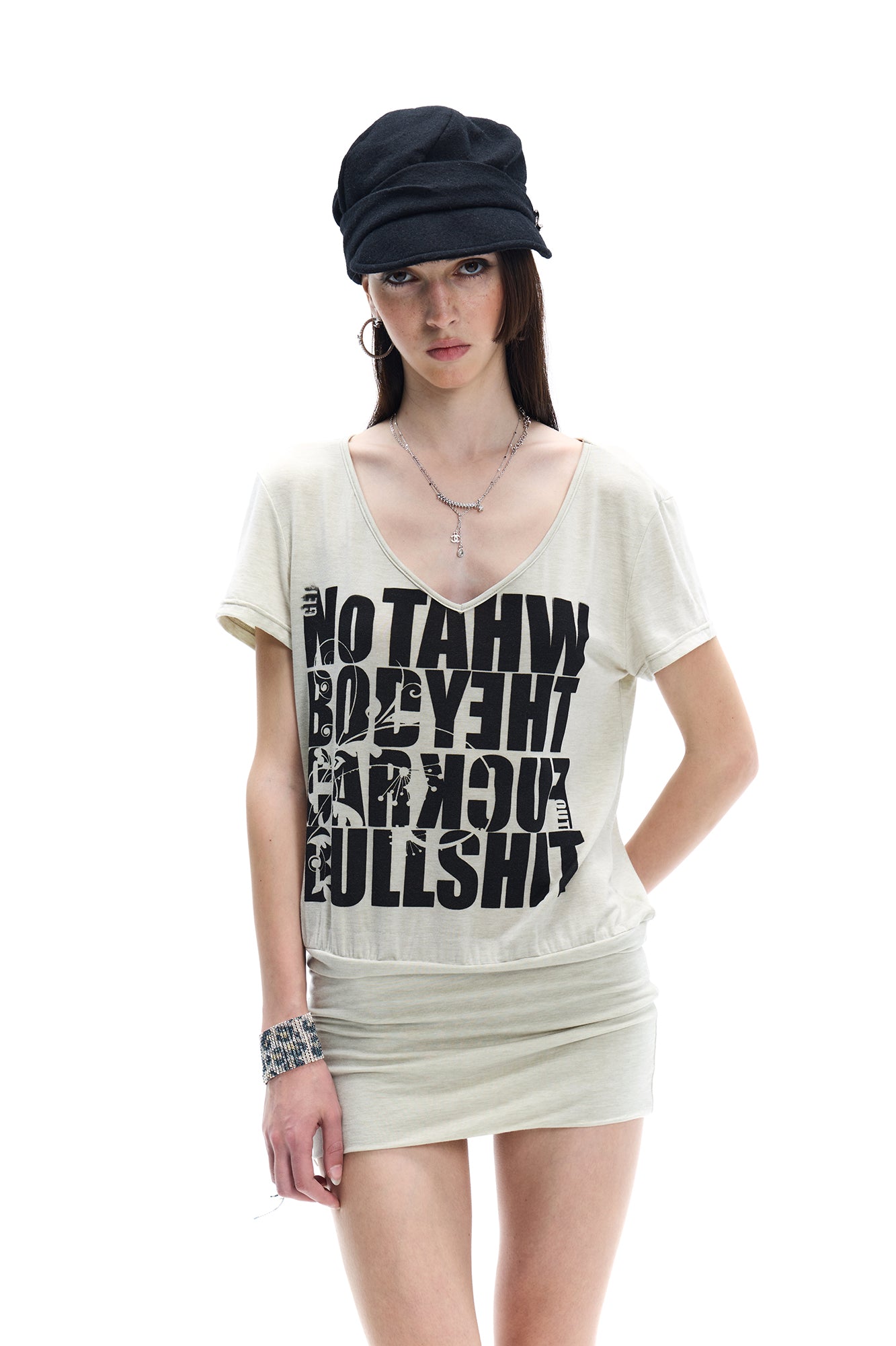 FAYCHUI Graphic Blouson Tee Dress