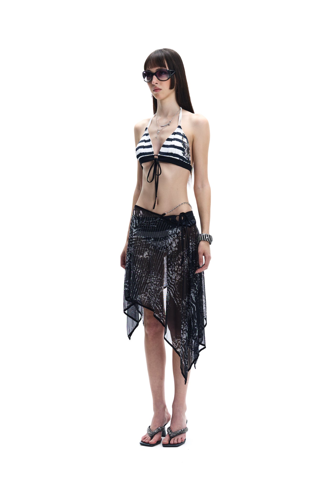 FAYCHUI Multi-Wear Leopard Sequin Sheer Sarong