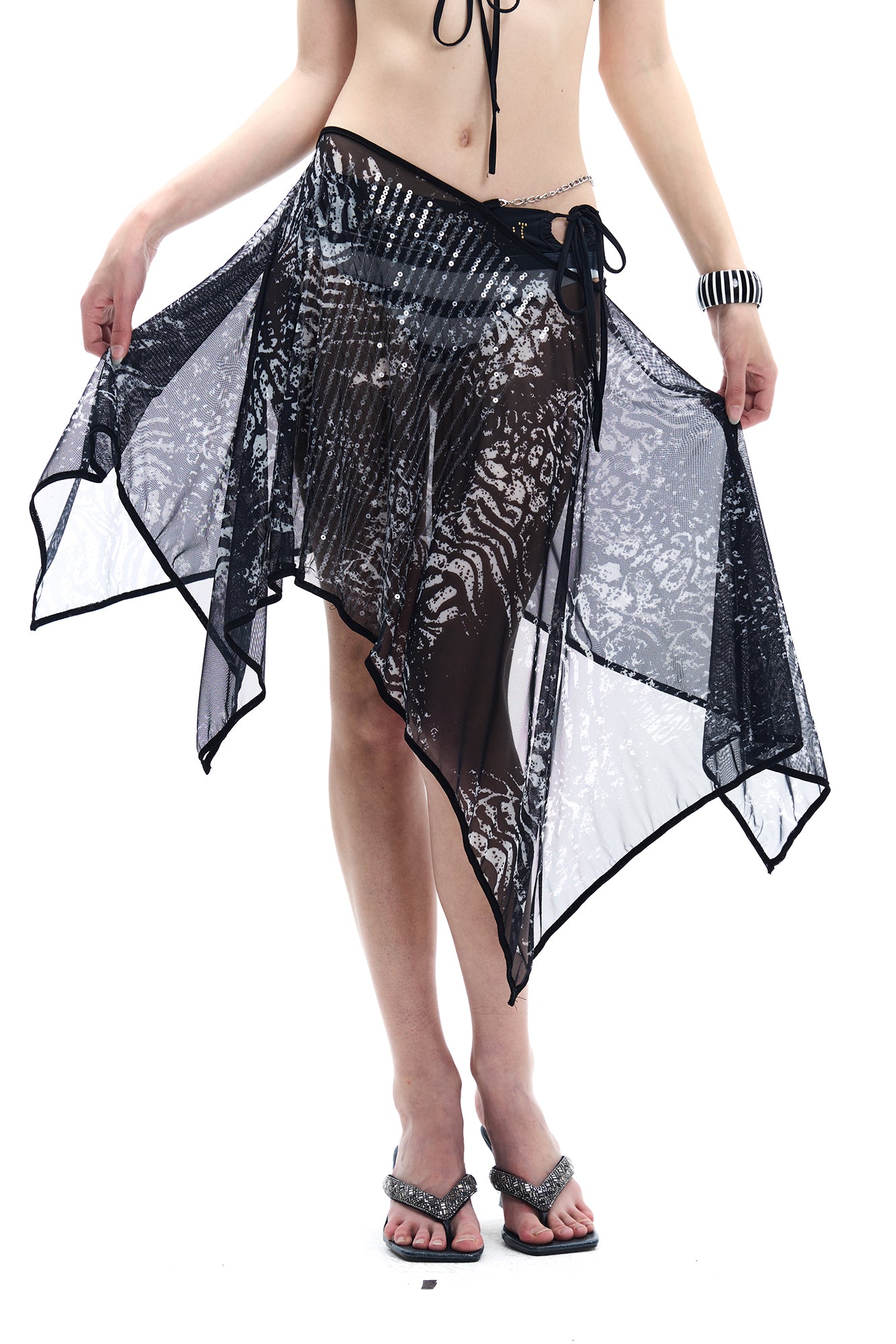 FAYCHUI Multi-Wear Leopard Sequin Sheer Sarong