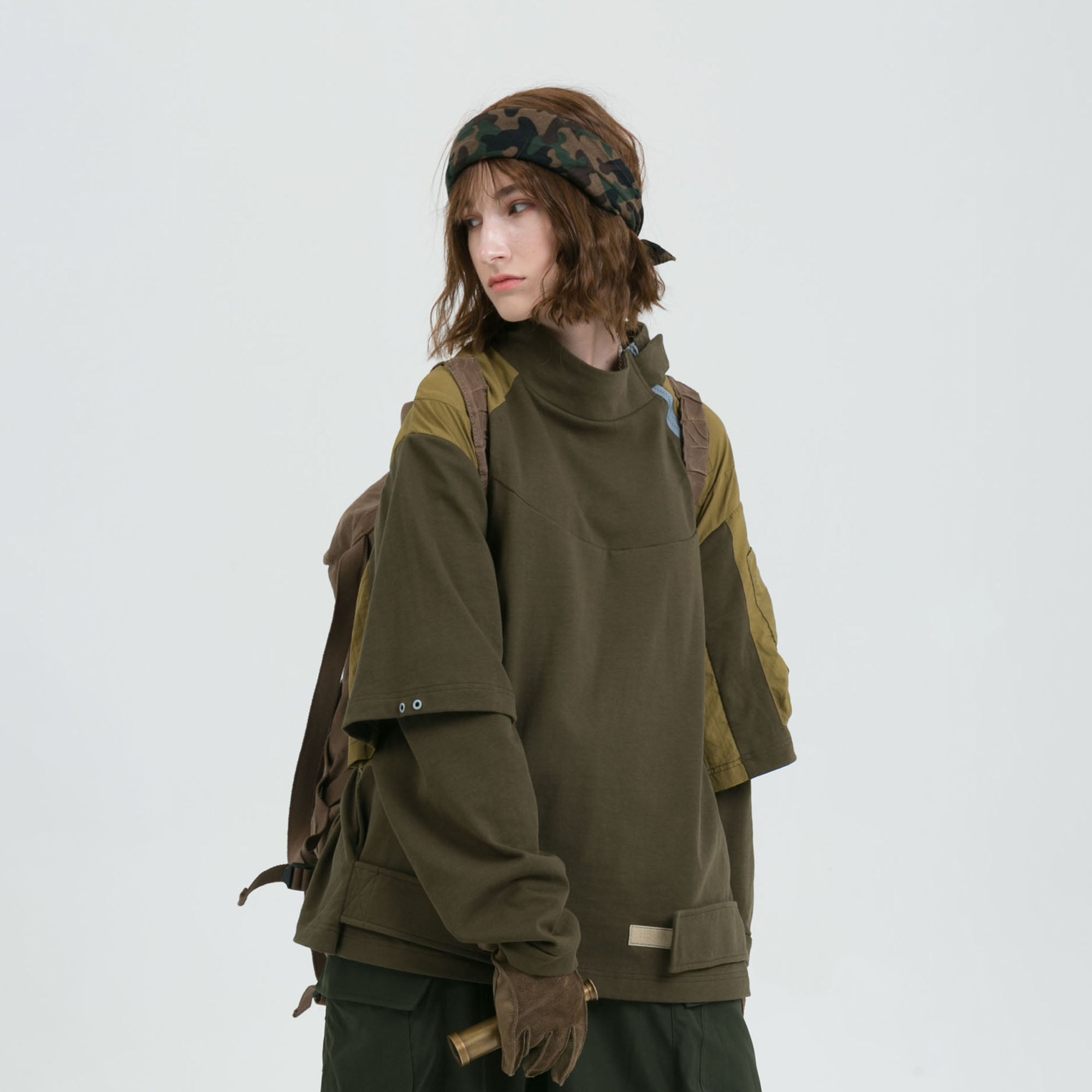 ERROR CODE ROBOT Detachable Sleeve Layered Utility Long-Sleeve Tee
