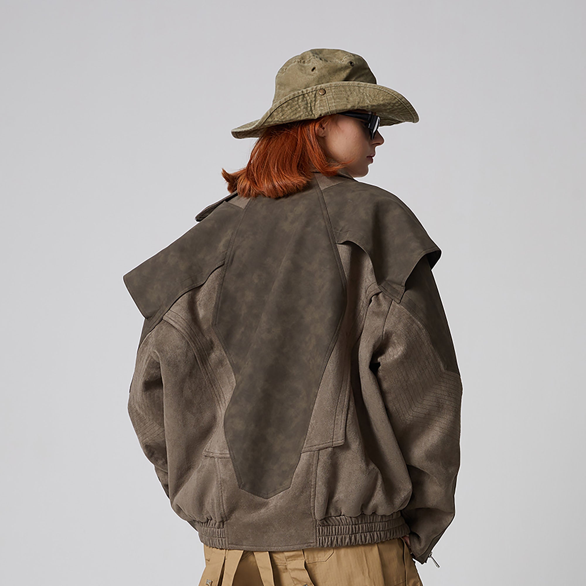 ERROR CODE ROBOT Armored Layered PU & Suede Panel Jacket