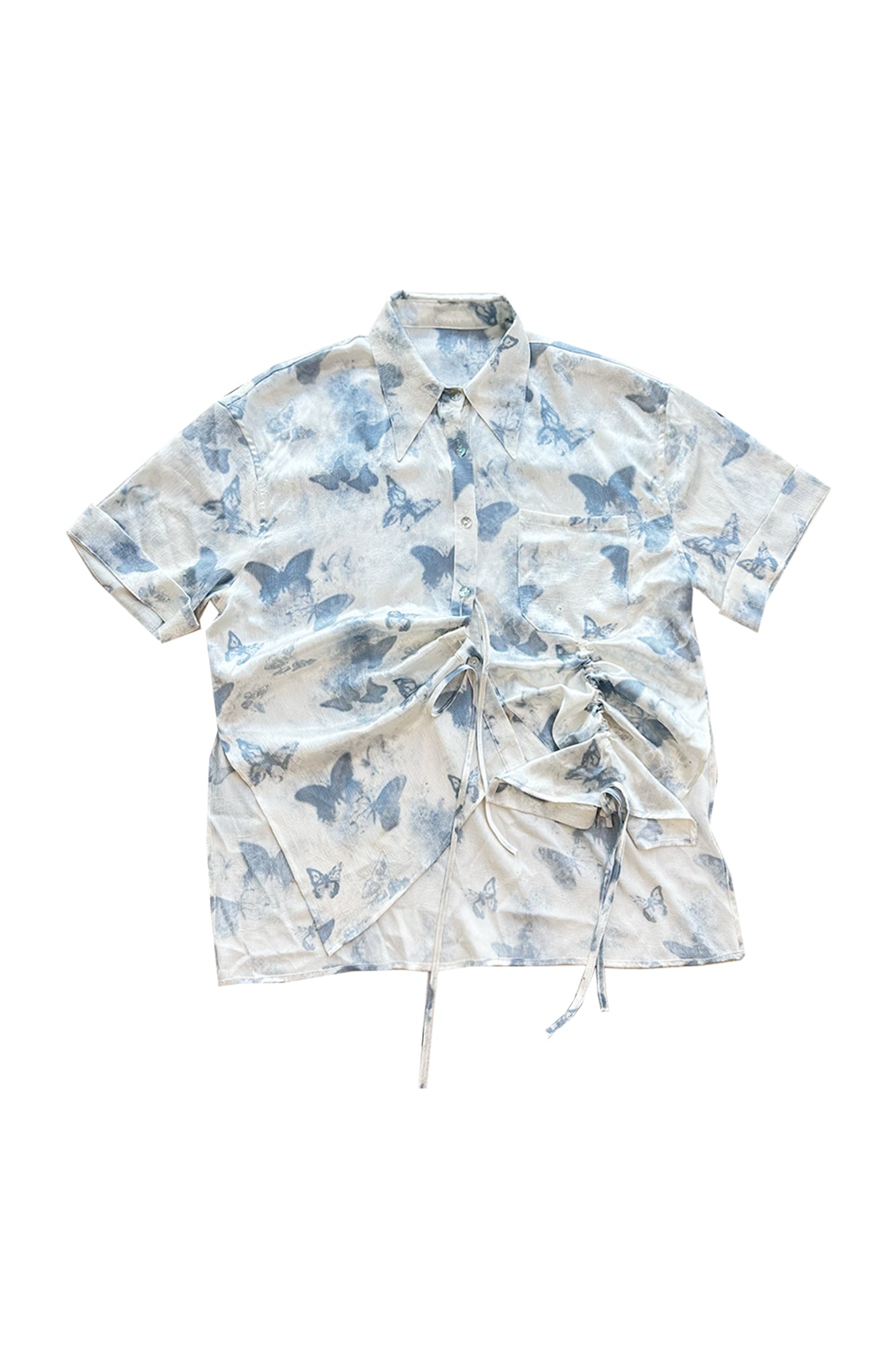 NOPMOB Butterfly Graphic Drawstring Half Shirt
