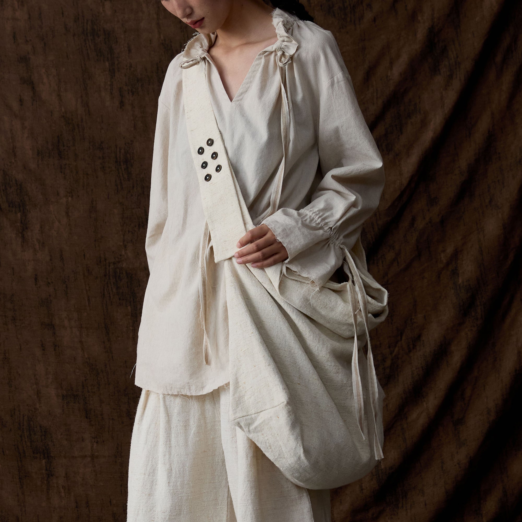 INCH LIM Button-Detail Draped Shoulder Bag