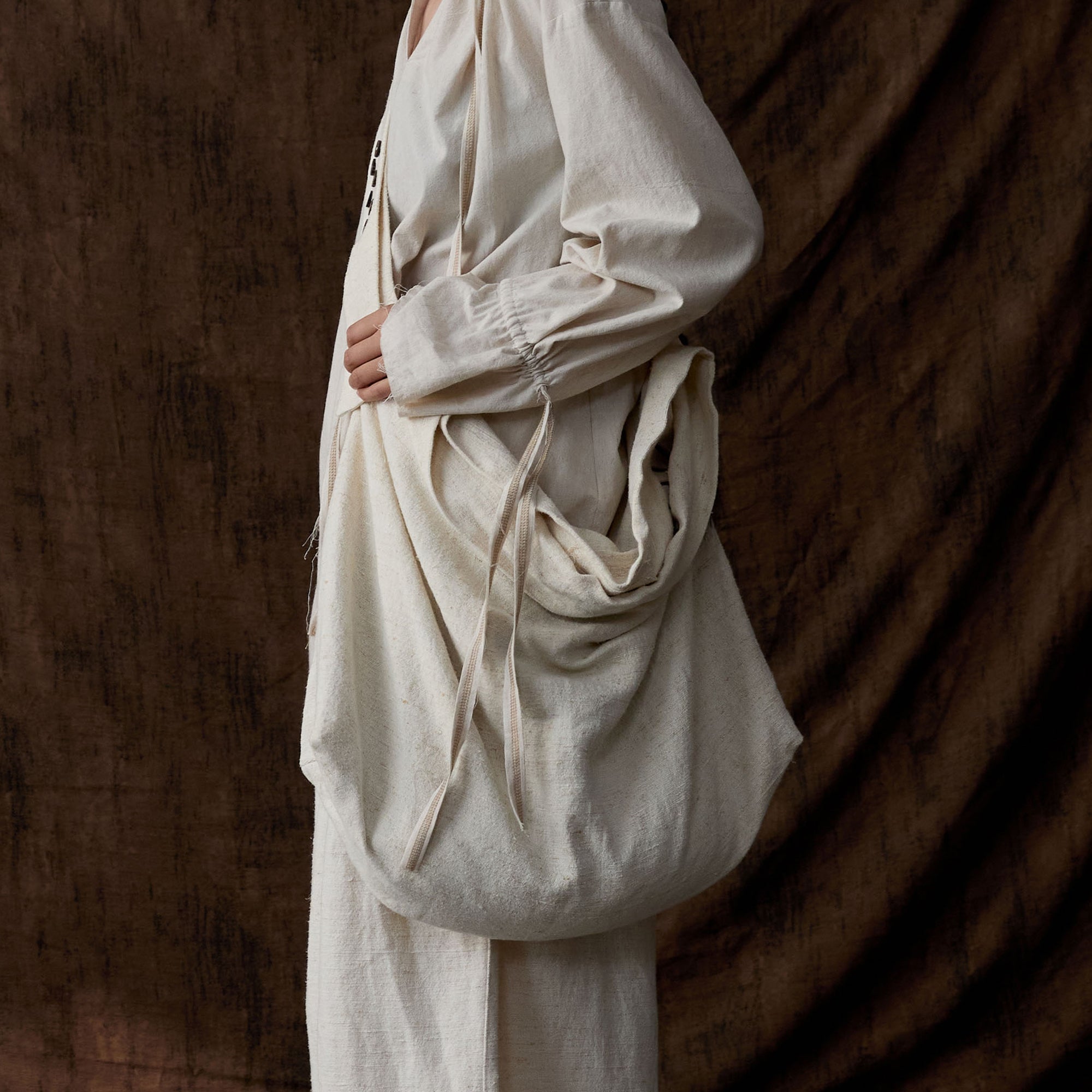 INCH LIM Button-Detail Draped Shoulder Bag