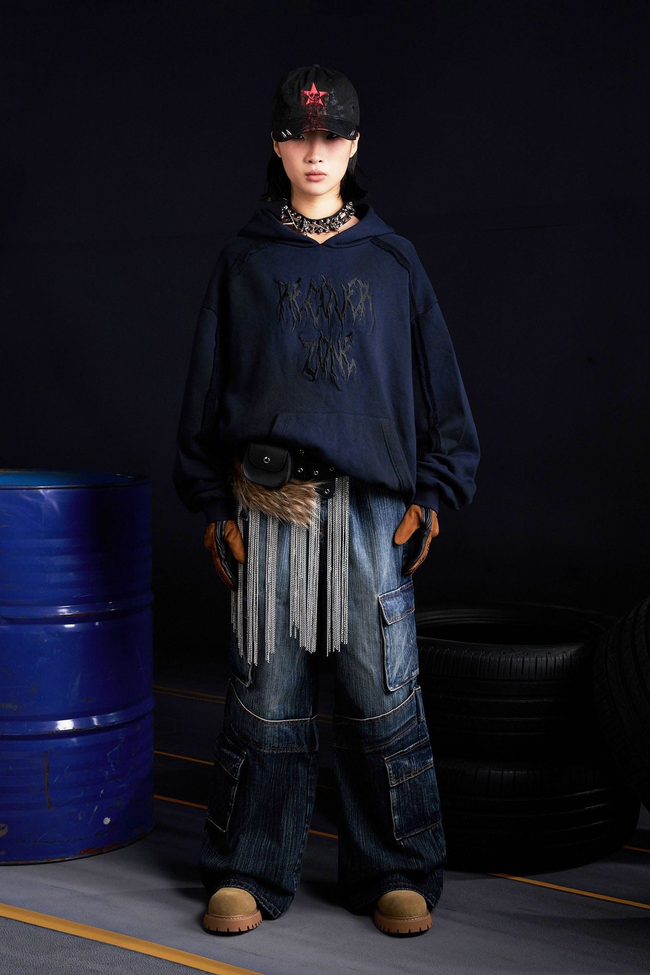 RECOVER ZONE Multi-Pocket Wide-Leg Utility Jeans, premium urban and streetwear designers apparel on PROJECTISR.com, RECOVER ZONE