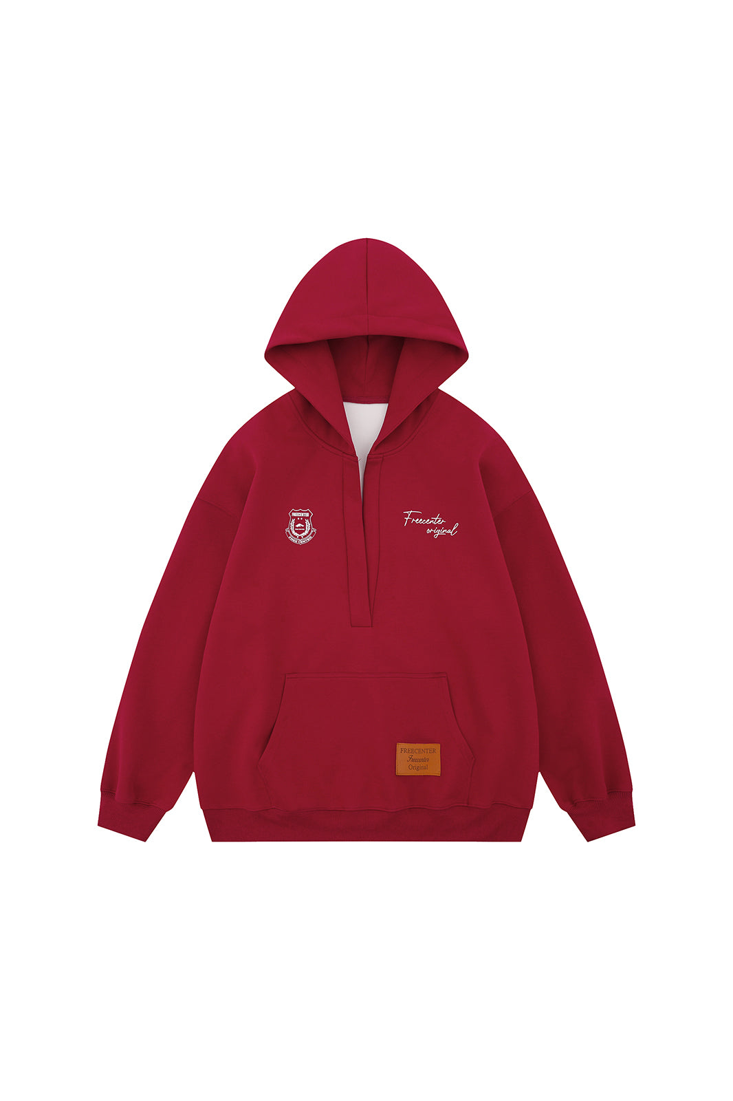 FREE CENTER Deep V-Neck Oversized Hoodie