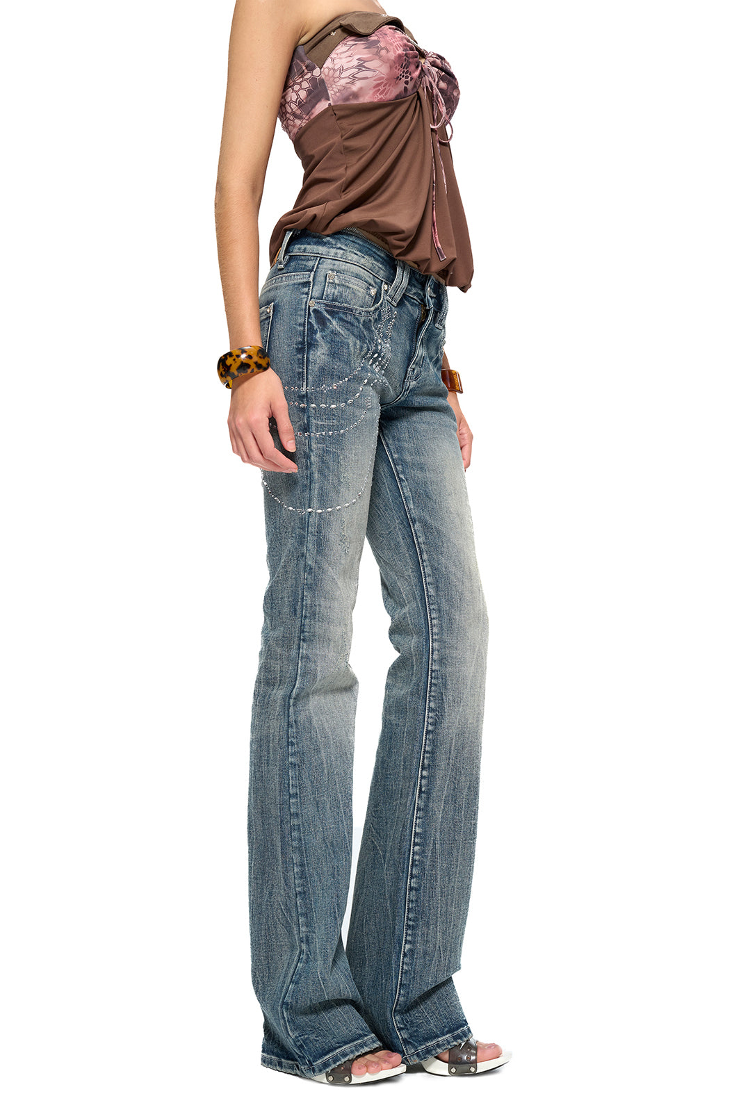 JYOSEI Draped Diamond Flared Jeans